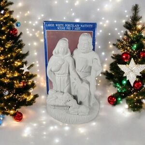 Enesco 9252185 White Porcelain Nativity Scene 3 Figure‎ 1996 Assortment VTG Rare
